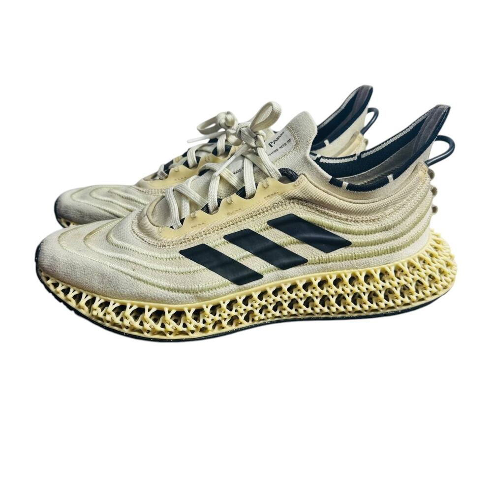Adidas 4DFWD Parley Running Shoes Men’s 10 Cream Black 3D Lattice Sole